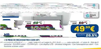 Euronics HP + 6 Mesi di Inchiostro Con HP+ offerta
