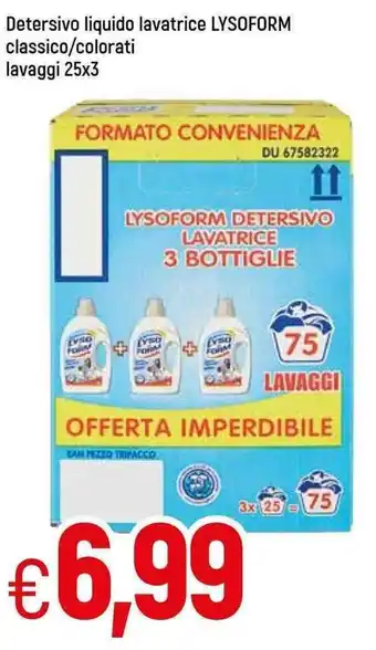 Galassia Lysoform Detersivo Liquido Lavatrice Classico/Colorati Lavaggi 25 x 3 offerta