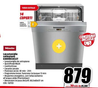 MediaWorld Miele Lavastoviglie Sottopiano G5000SCUCLST offerta
