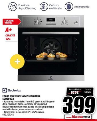 MediaWorld Electrolux Forno Multifunzione SteamBake EOD3S40X offerta