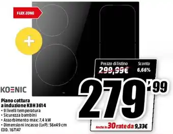 MediaWorld Koenic Piano Cottura A Induzione KBH3614 offerta