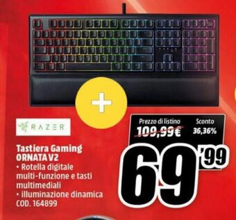 MediaWorld Razer Tastiera Gaming Ornata V2 offerta