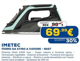 Euronics Imetec Ferro Da Stiro A Vapore - 9027 offerta