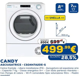 Euronics Candy Asciugatrice - CSO4H7A2DE-S offerta