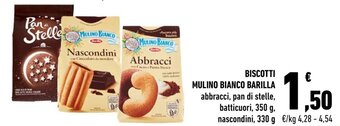 Conad Barilla Mulino Bianco Biscotti abbracci, pan di stelle, batticuori, 350 g, nascondini, 330 g offerta