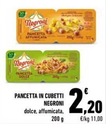 Conad Negroni Pancetta in Cubetti dolce, affumicata 200 g offerta