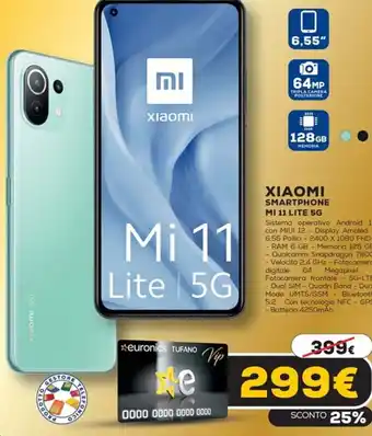 Euronics Xiaomi Smartphone MI 11 Lite 5G offerta