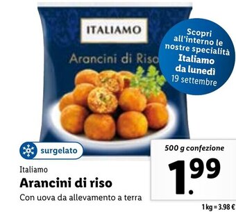 Lidl Italiamo Arancini di riso 500 g offerta