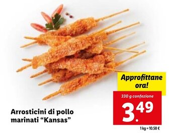Lidl Arrosticini di pollo marinati "Kansas" 330 g offerta