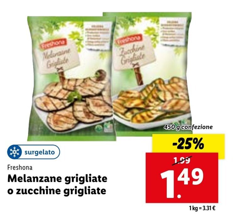 Freshona Melanzane grigliate o zucchine grigliate 450 g offerta di Lidl