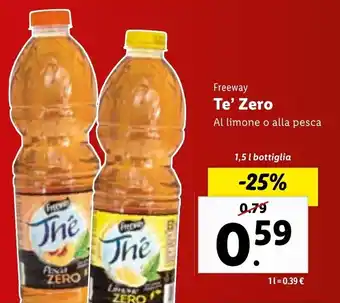 Lidl Freeway Te' Zero Al limone o alla pesca 1,5 l offerta