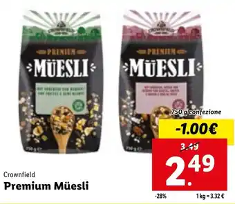Lidl Crownfield Premium Müesli 750 g offerta