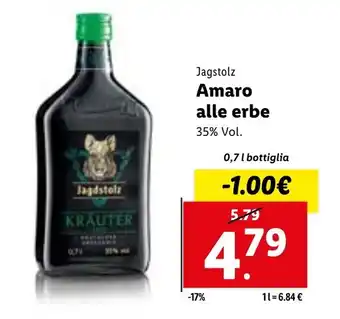 Lidl Jagstolz Amaro alle erbe 35% Vol. 0,7 l offerta