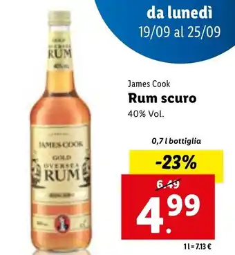 Lidl James Cook Rum scuro 40% Vol. 0,7 l offerta