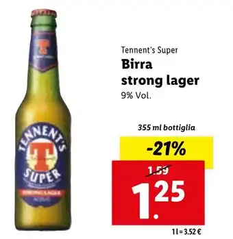 Lidl Tennent's Super Birra strong lager 9% Vol. 355 ml offerta