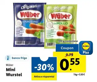 Lidl Wüber Mini Wurstel 100 g offerta