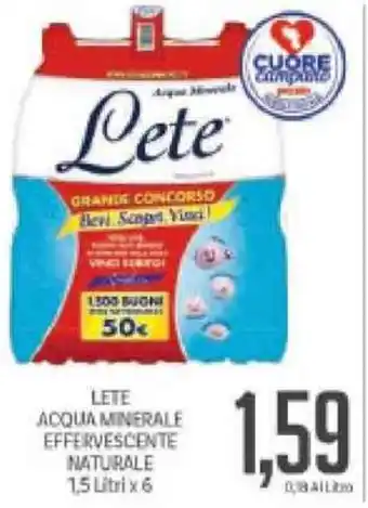 Supermercati Piccolo Lete Acqua Minerale Effervescente Naturale 1,5 Litri x6 offerta