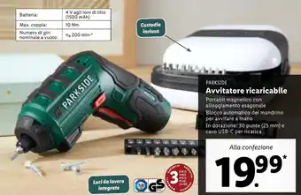 Lidl Parkside Avvitatore ricaricabile offerta