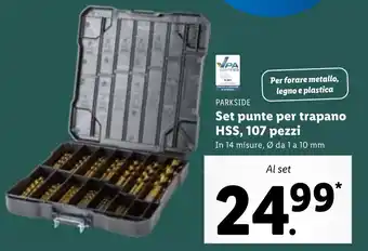 Lidl Parkside Set punte per trapano HSS, 107 pezzi offerta