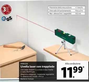 Lidl Parkside Livella laser con treppiede offerta