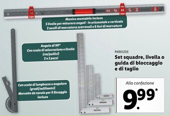 Lidl Parkside Set squadre, livella o guida di bloccaggio e di taglio offerta
