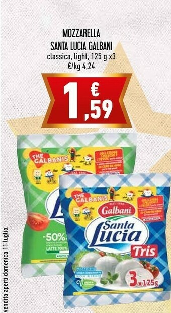 Conad Galbani - Mozzarella Santa Lucia Light 125 G(ml) offerta