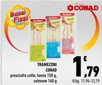 Conad Conad Tramezzini Prosciutto Cotto/ Tonno/ Salmone offerta