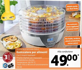Lidl Silvercrest Kitchen Tools Essiccatore per alimenti offerta