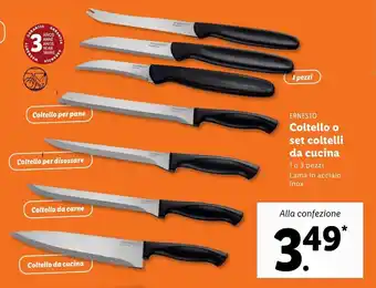 Lidl Ernesto Coltello o set coltelli da cucina 1 o 3 pezzi offerta