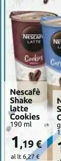 Carrefour Nescafé Nescafè - Shakissimo Gusto Cookies Latte 190 G(ml) offerta
