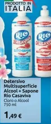 Carrefour Rio Casaviva Detersivo Multisuperficie Alcool + Sapone offerta