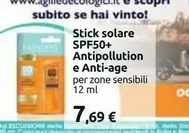 Carrefour Stick Solare Spf50+ Antipollution E Anti-age Per Zone Sensibili 12 Ml offerta