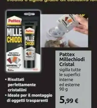 Carrefour Pattex Millechiodi Cristal Sigilla Tutte Le Superfici Interne Ed Esterne 90 G offerta