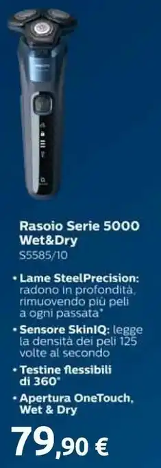 Carrefour Philips Philips Rasoio Serie 5000 Wet & Dry S5585/10 offerta