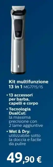 Carrefour Philips Kit Multifunzione 13 In 1 MG7715/15 offerta