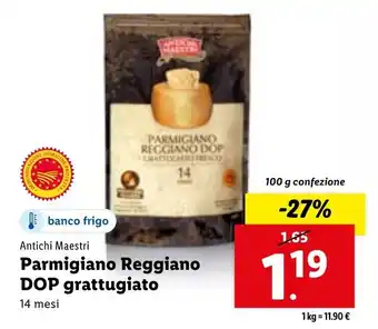 Lidl Antichi Maestri Parmigiano Reggiano DOP Grattugiato 14 mesi 100 g offerta