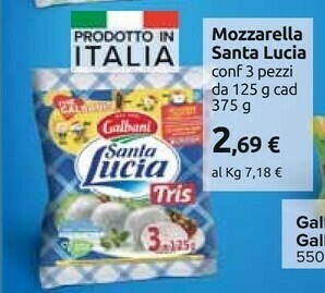Carrefour Galbani Santa Lucia Tris Mozzarella 375 G(ml) offerta