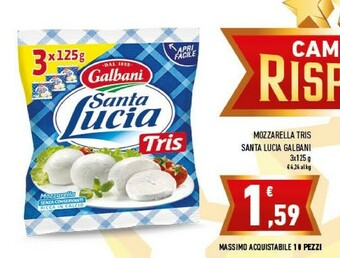 Conad Galbani Santa Lucia Tris Mozzarella 375 G(ml) offerta