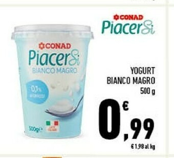 Conad Conad - Yogurt Magro Bianco Piacersi 500 G(ml) offerta