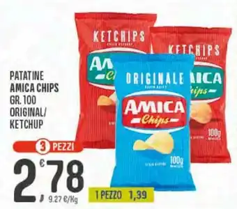 Eurospar Amica Chips Patatine gr. 100 Original/Ketchup offerta