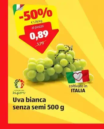 ALDI Uva bianca senza semi 500g offerta
