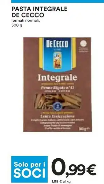 Coop De Cecco Penne Rigate N°41 Farro Integrale 500 G(ml) offerta