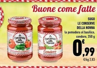 Conad Le Conserve della Nonna Le Conserve Della Nonna - Condoro Sugo Al Pomodoro 350 G(ml) offerta