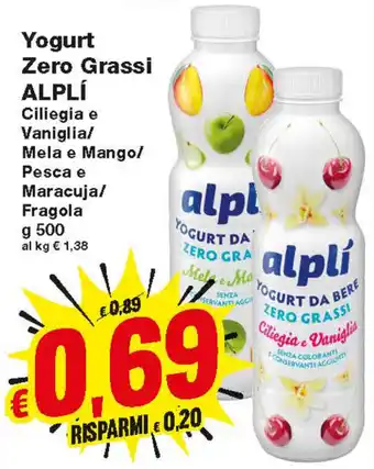 Prix Quality Alplí Yogurt Zero Grassi 500g offerta