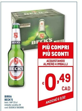 Metro Becks Birra offerta