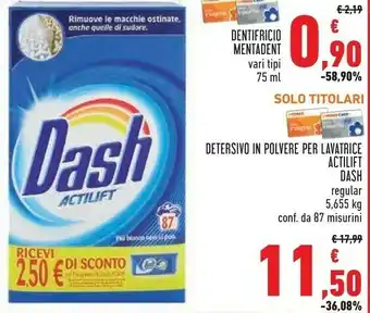 Conad City Mentadent Dash Detersivo In Polvere Per Lavatrice Actilift offerta
