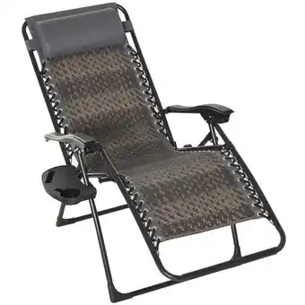 Sedia a sdraio da giardino in rattan pieghevole con poggiatesta colore grigio