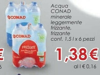 Conad Conad - Acqua Minerale Naturale Leggermente Frizzante 1500 G(ml) offerta