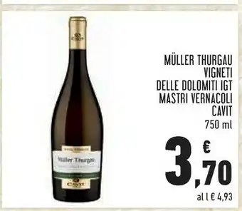 Conad Mastri Vernacoli Cavit Muller Thurgau Vigneti Delle Dolomiti Igt offerta