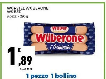 Conad Wuber Wurstel Wuberone 3 Pezzi 250 G offerta